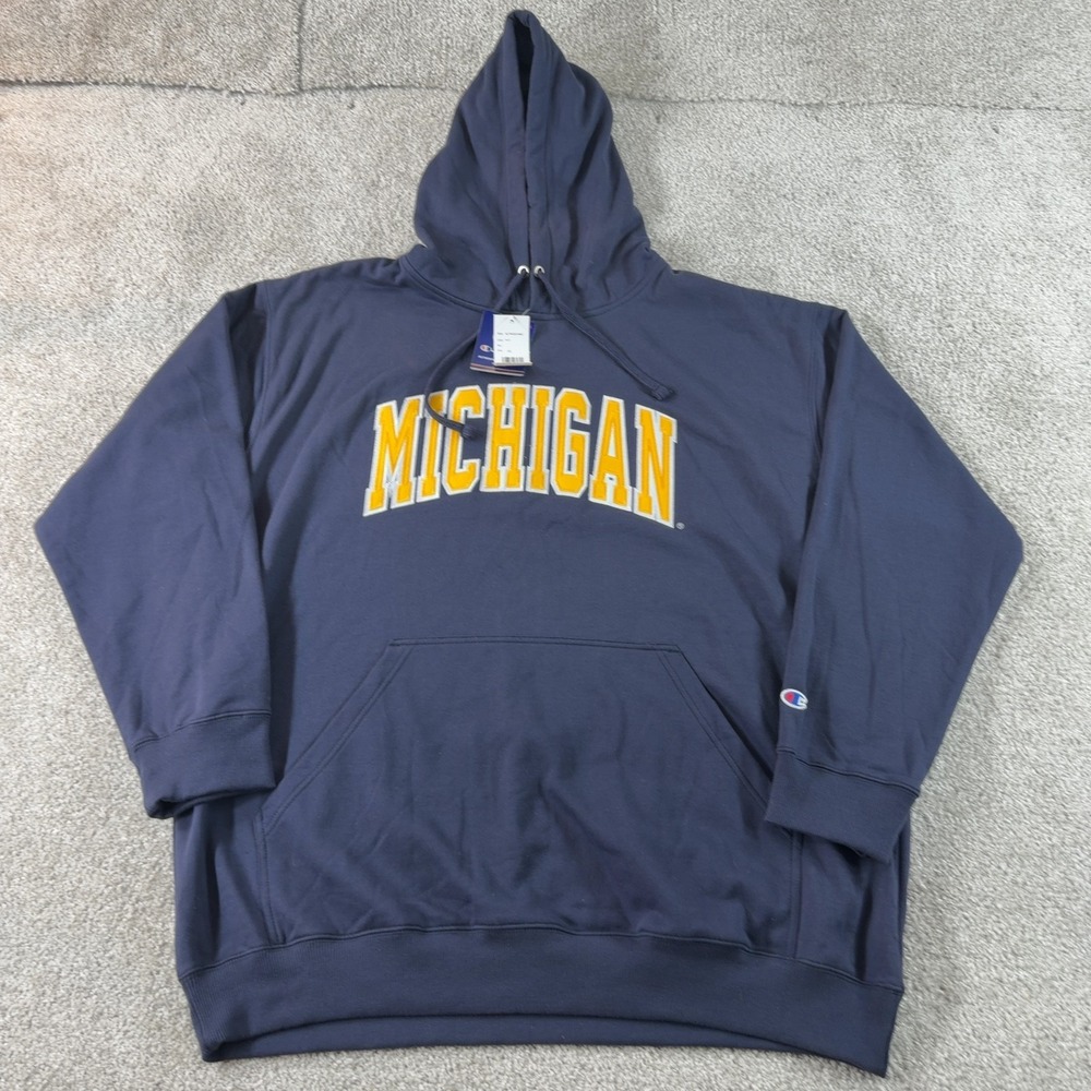 Champion Michigan Navy Hoodie Sweatshirt 4XL Reverse Weave
